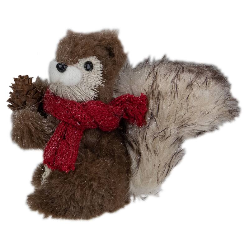 6" Standing Squirrel with Pinecone and Red Scarf Tabletop Christmas Figurine