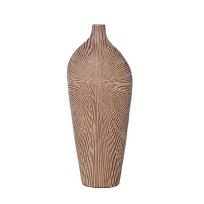 Tan Tall Textured Polyresin Vase for Rustic Modern Home Accent Decor