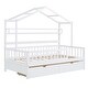 preview thumbnail 6 of 34, Pinewood House Bed with Roof, 2 Drawers, and Shelf, Full-Length Guardrails