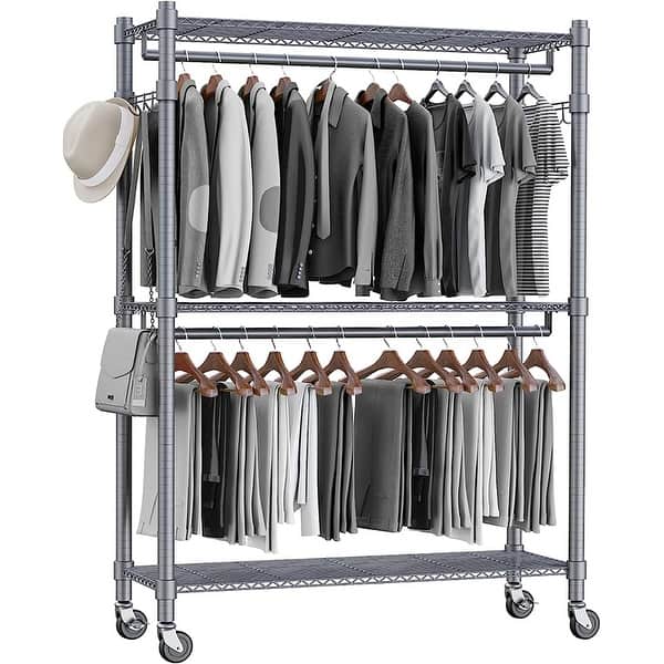 3 Shelves Wire Shelving Clothing Rolling Rack Bed Bath & Beyond