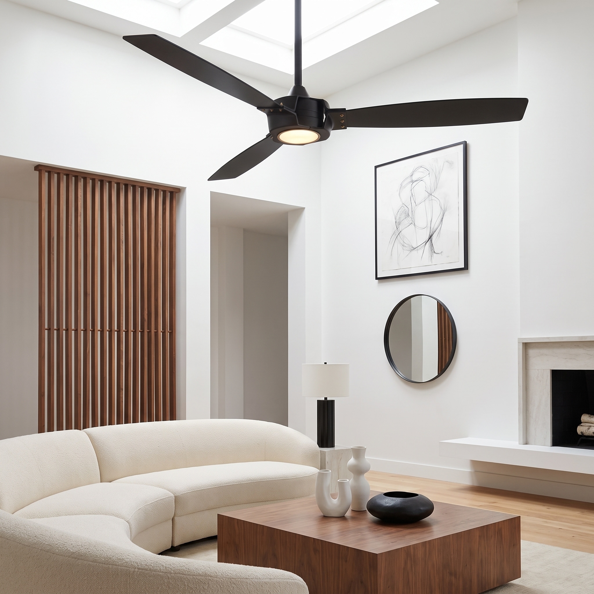 Parrot Uncle 60" Black Modern Industrial Plywood Dimmable LED Ceiling Fan with Light and Remote