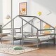 preview thumbnail 13 of 20, Double Twin Size Triangular House Kids Beds Frame with Built-in Table for Shared Space, Solid Pine Construction, White