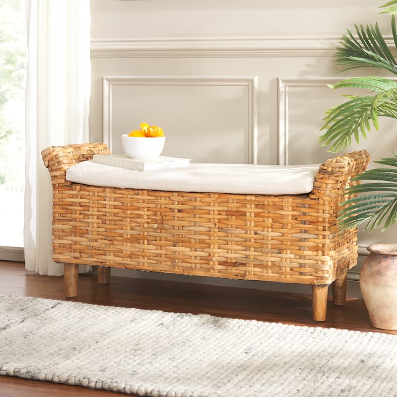 SAFAVIEH Danna Brown Bench - 43.9" x 14.8" x 21.1" - 44"W x 15"D x 21"H - White/Natural
