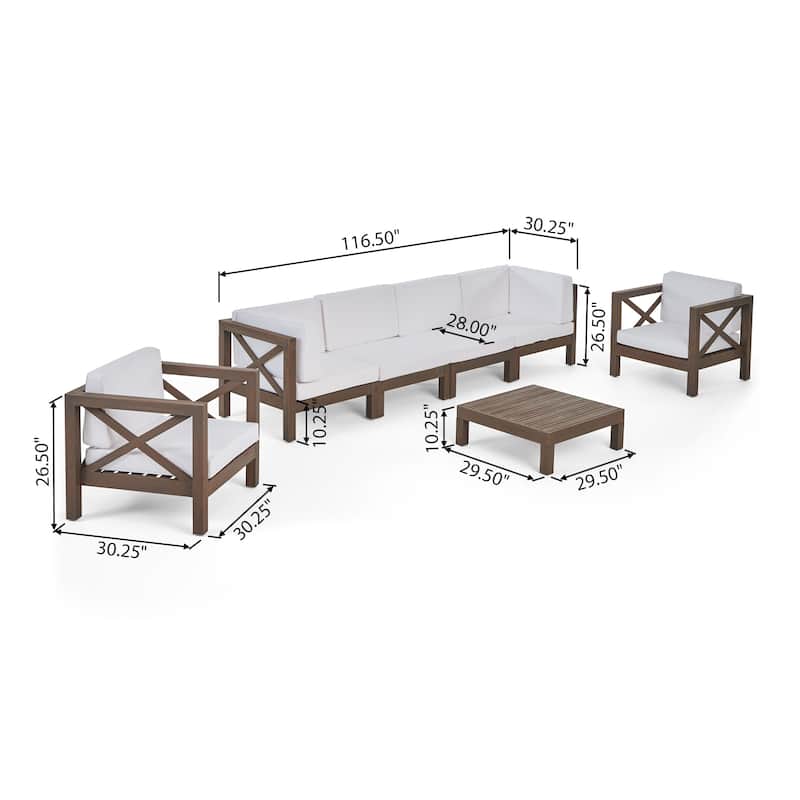 Brava Outdoor Acacia Wood 7-piece Chat Set by Christopher Knight Home