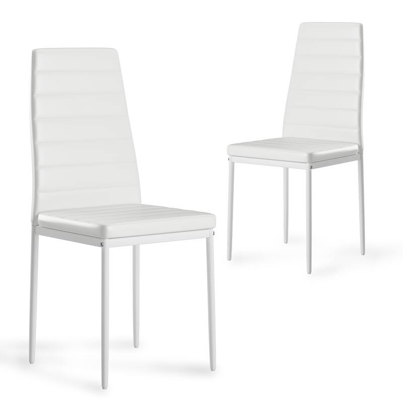 Upholstered Dining Chair Set of 2 Kitchen Chair Accent Chair High Back Reception Chair with Metal Legs