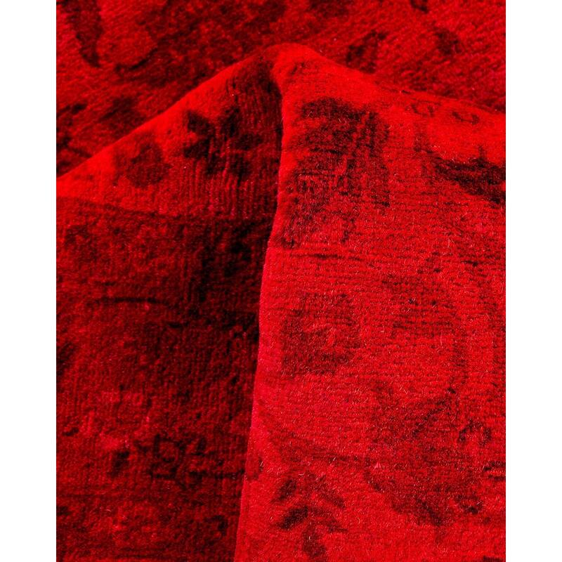 Fine Vibrance, One-of-a-Kind Hand-Knotted Runner Rug - Red, 3' 1" x 5' 2" - 3' 1" x 5' 2"