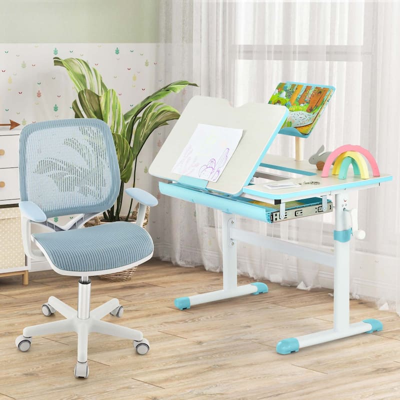 Costway Kids Desk Armchair Swivel Mesh Children Computer Chair with - See Details