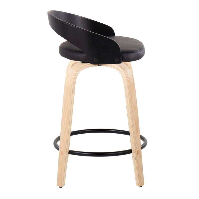 Carson Carrington Stavanger 24" Fixed-Height Counter Stool with Bent Wood Legs & Round Footrest (Set of 2)
