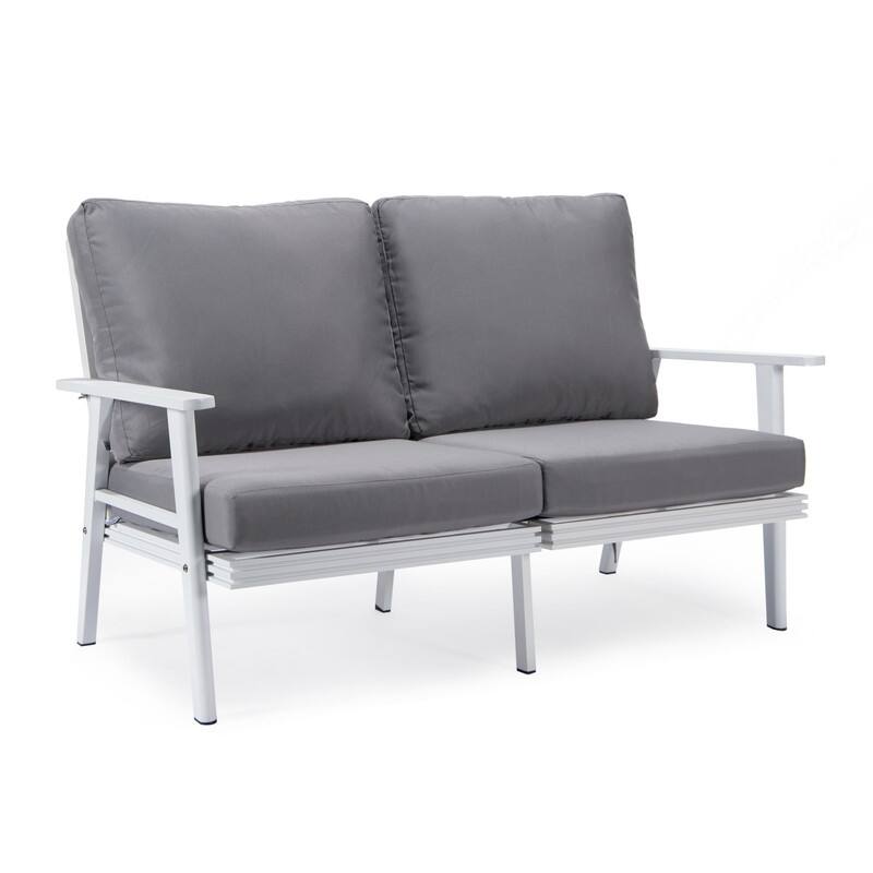 Walbrooke Polyester Upholstered Aluminum Frame Outdoor Loveseat with Powder-Coated Finish and Removable Cushion Covers - 56.69 - Grey