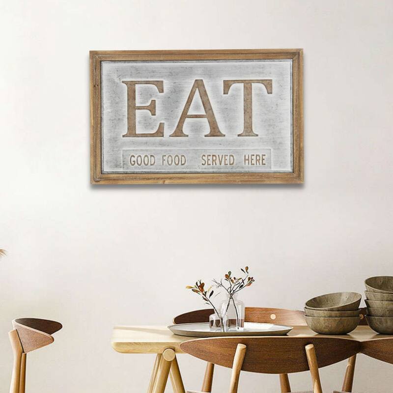 Gray Metal Eat Wall Decor - Grey