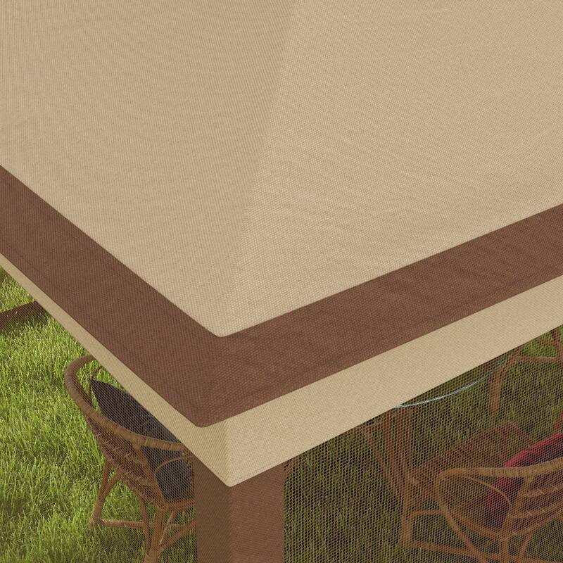 11' x 11' Outdoor Patio Gazebo Shelter with Removable Zipper Netting