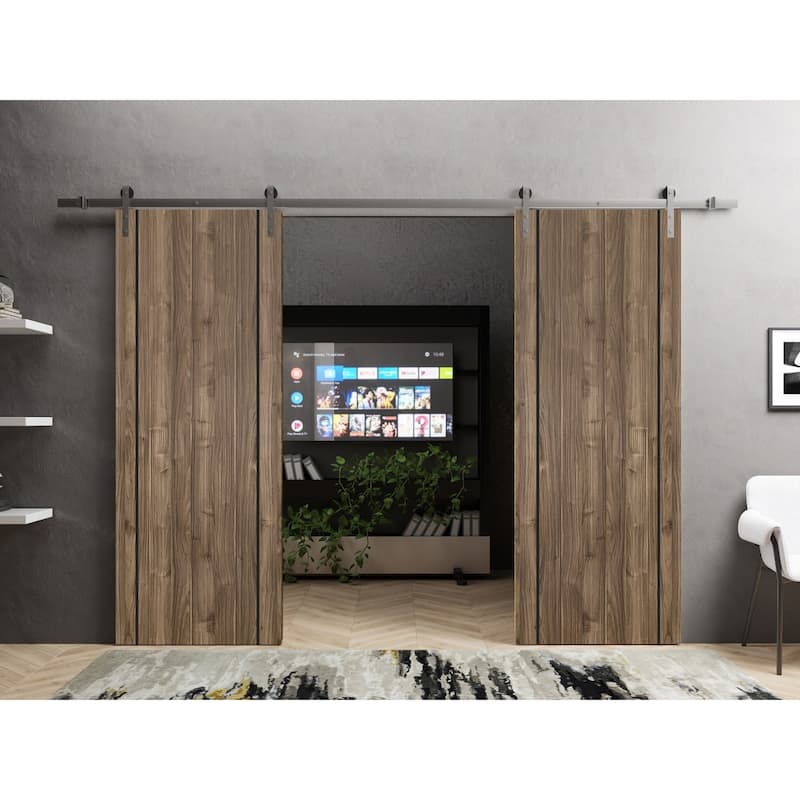 Sturdy Double Barn Door 36 x 80 with Planum 0016 White Silk with 13FT