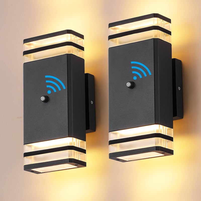 Dusk to Dawn Sensor Outdoor Wall Light, Square Modern Aluminum Waterproof 2 Pack