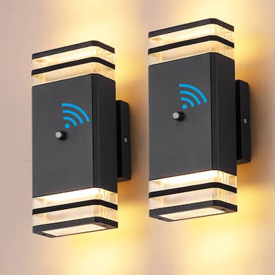 Dusk to Dawn Sensor Outdoor Wall Light, Square Modern Aluminum Waterproof 2 Pack