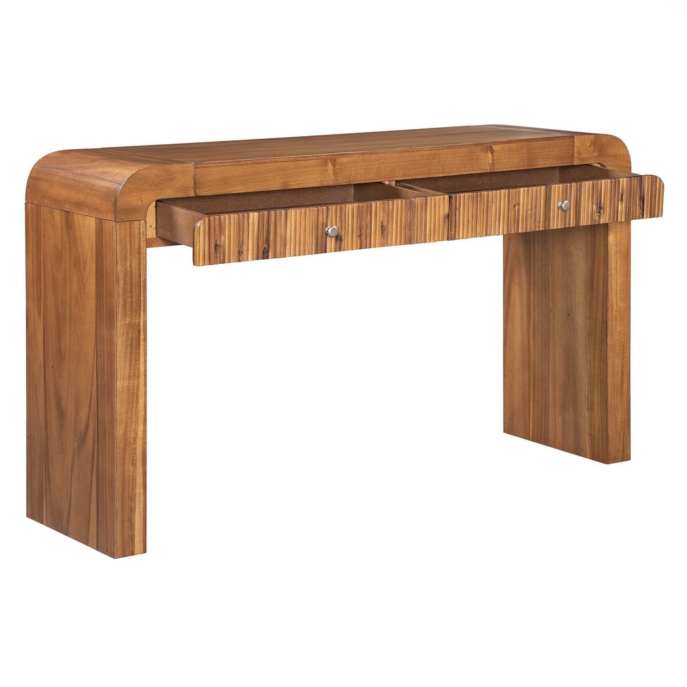 Console Table with Fluted Drawer Front, Entryway Table with Curved Corners , Sturdy Sofa Table for Hallway & Living Room