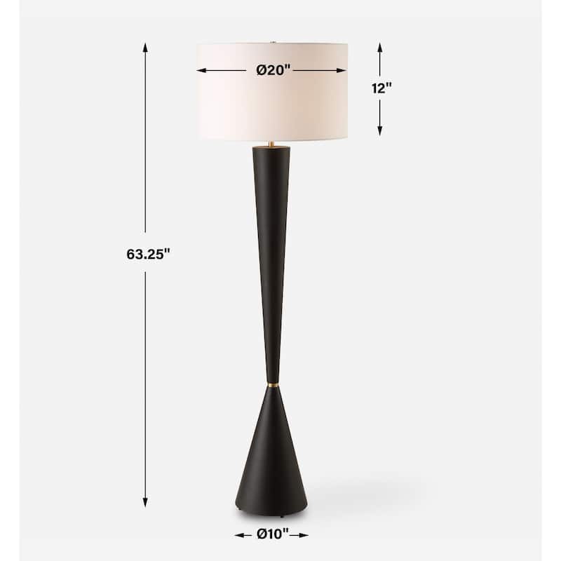 Tapered Floor Lamp with Drum Shade - 63.25" - Aged Black