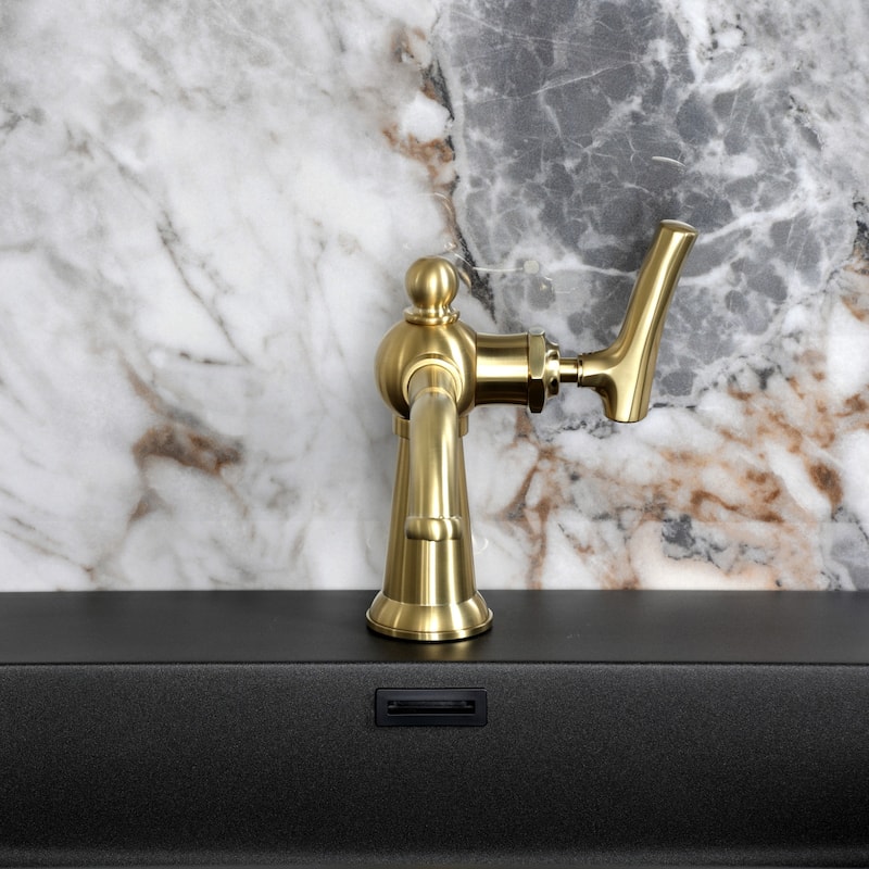 Kingston Brass Hallerbos Single-Handle 1-Hole Deck Mount Bathroom Faucet with Drain