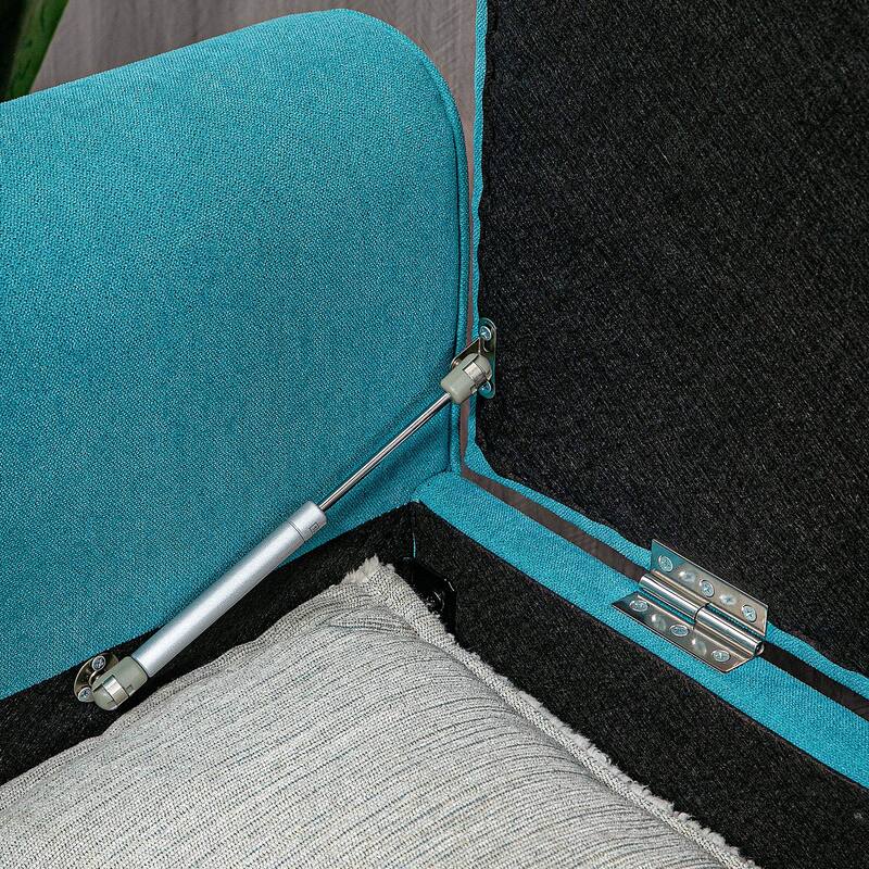 Storage Ottoman Bench, Upholstered End of Bed Bench with Rolled Arms, Wood Legs, Button Tufted Storage Bench with Safety Hinges
