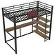 preview thumbnail 7 of 11, Twin Size Loft Bed with Bulit-in Desk and Basketball Hoop, Metal Loft Bedframe Playhouse Bed with Storage Shelves for Kids