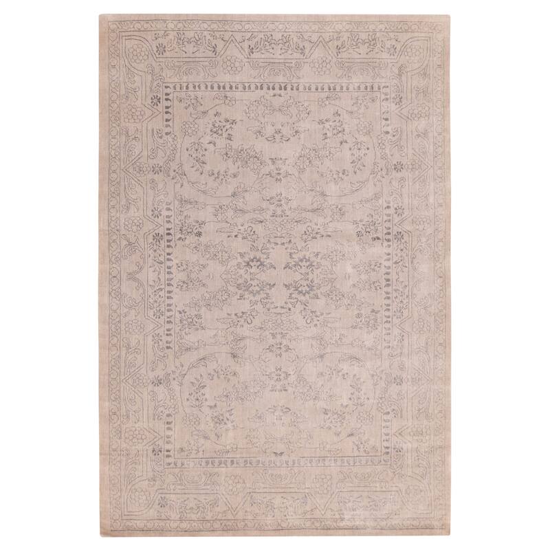 ECARPETGALLERY Hand Loomed Elysian Grey Viscose, Wool Rug - 6'8 x 9'8