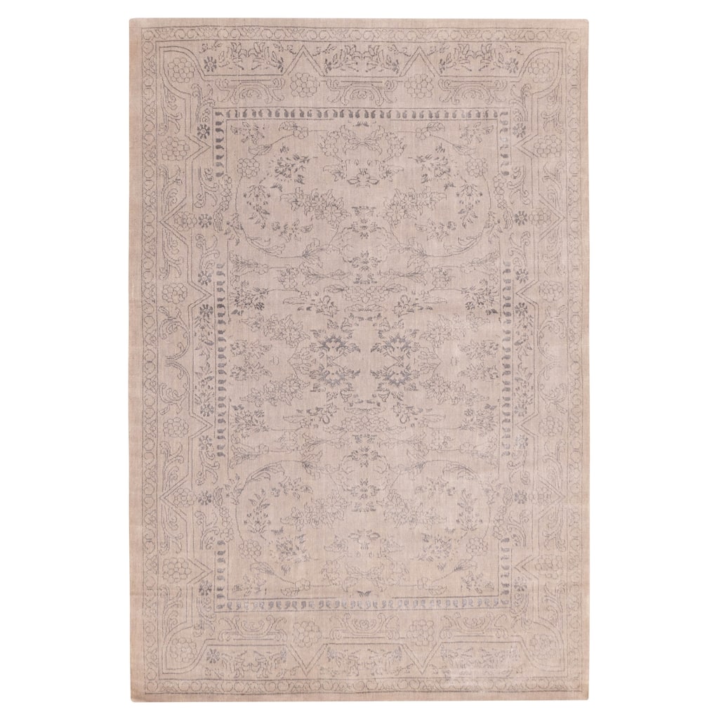 ECARPETGALLERY Hand Loomed Elysian Grey Viscose, Wool Rug - 6'8 x 9'8