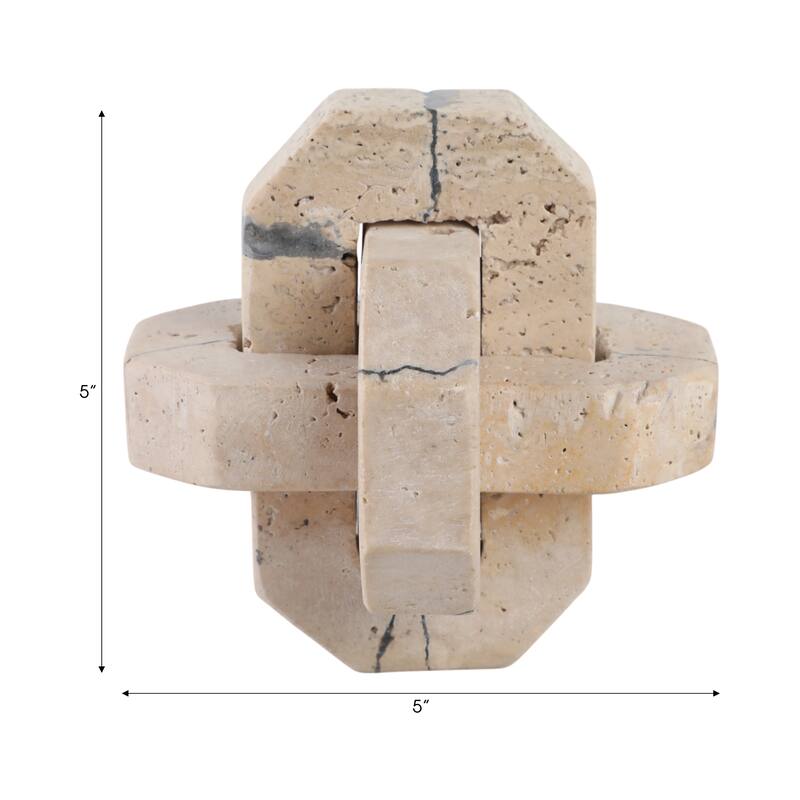Stone Decorative Object Interlocking Geometric Sculptural Design