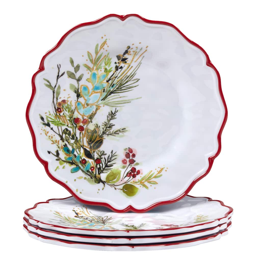 Certified International Christmas Gatherings 9" Melamine Salad/Dessert Plates, Set of 4 - 9" Diameter