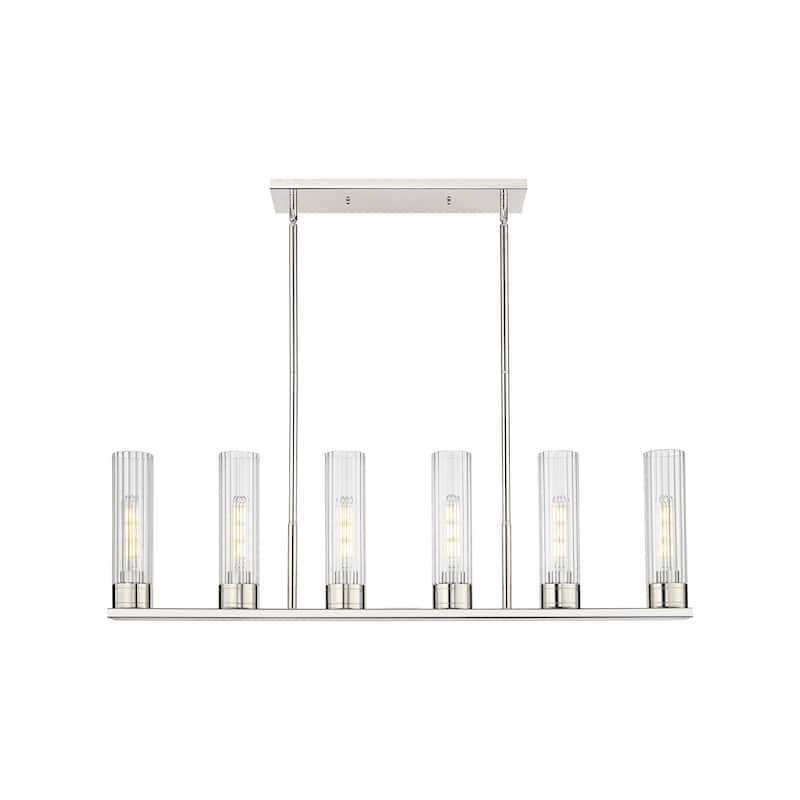 Innovations Lighting Empire - 6 Light 8" Stem Hung Linear Pendant - Clear/Polished Nickel