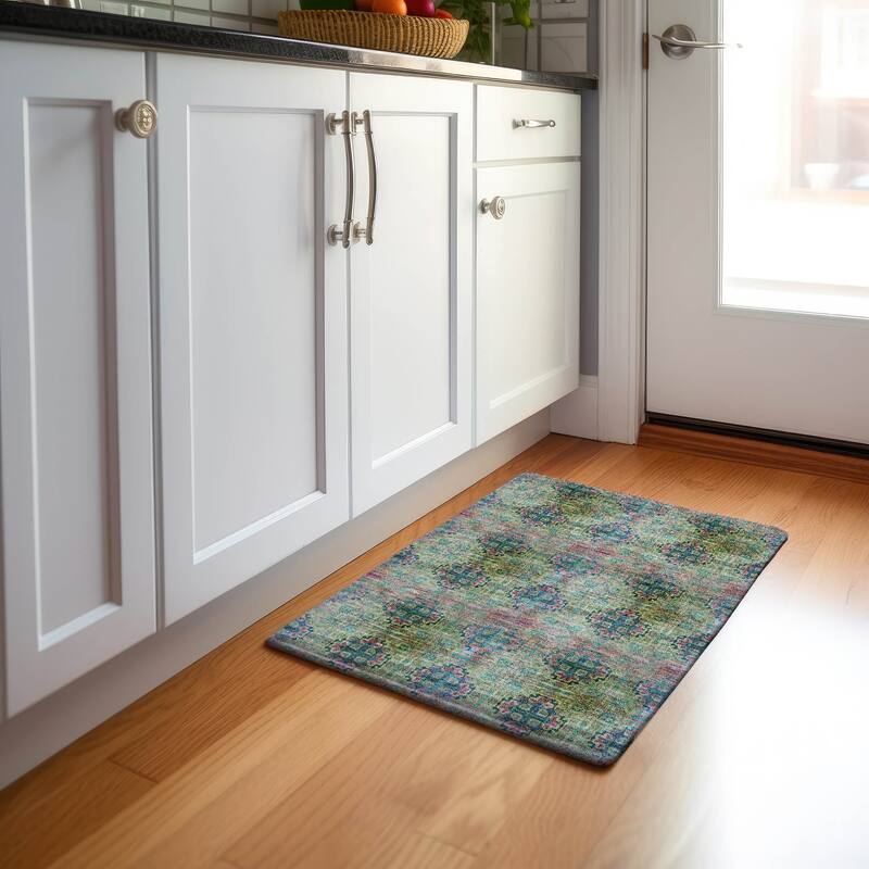 Premium Washable Super Soft Boho Modern Mayfield Rug - Green - 1' 8" x 2' 6" - Rectangle