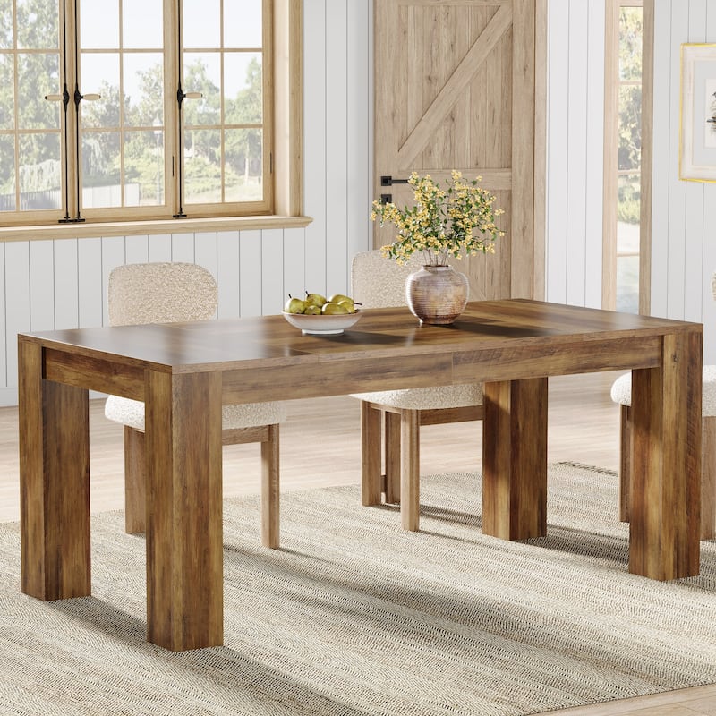 63 Inches Rectangular Modern Wood Dining Table for 4 - Brown