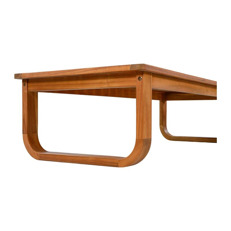 Christopher Knight Home - George 4-Piece Outdoor Acacia Wood Conversation Set with Plush Thick Cushions & Slatted Coffee Table