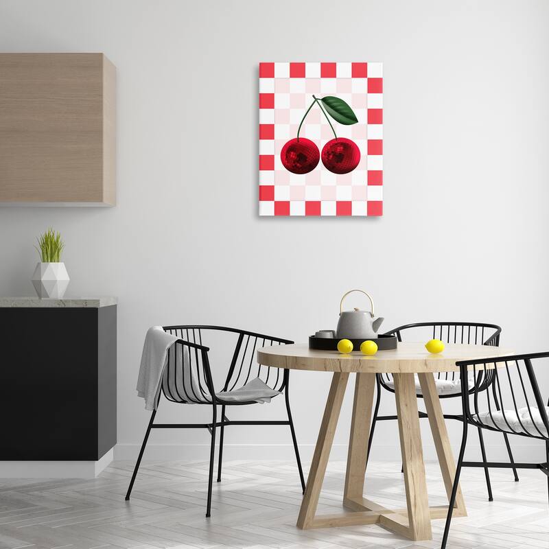 Stupell Disco Cherries on Checkered Canvas Wall Art Design By Marcus Prime