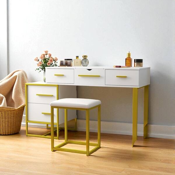 Makeup Vanity Set with Mirror, 4 Drawer Dressing Table with Storage, Elegant  Dresser Desk for Bedroom. - Bed Bath & Beyond - 43435321
