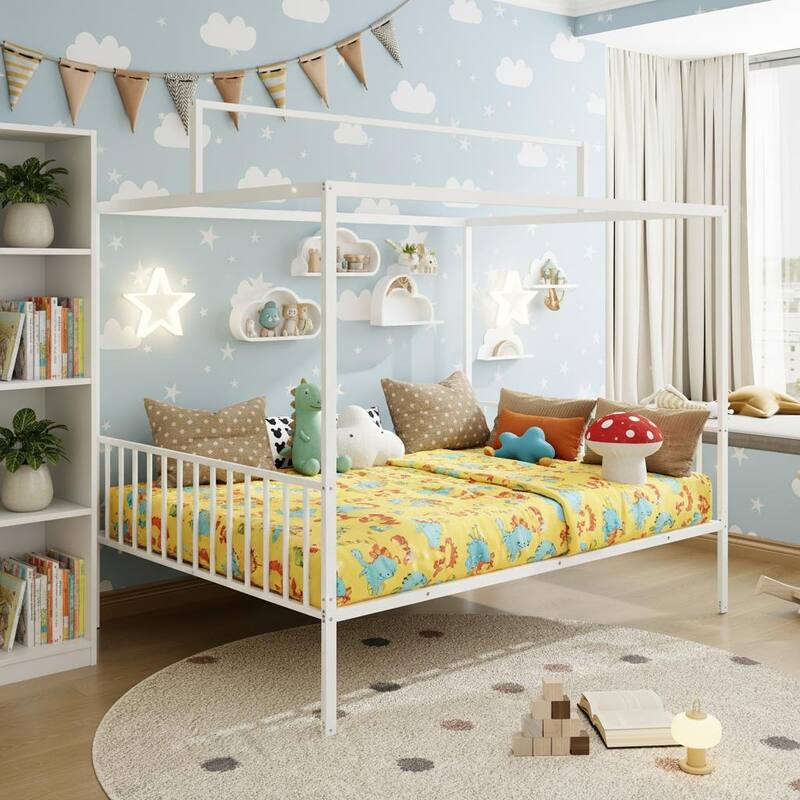 3-in-1 Convertible Montessori Metal Floor Bed by Harper&Bright Designs