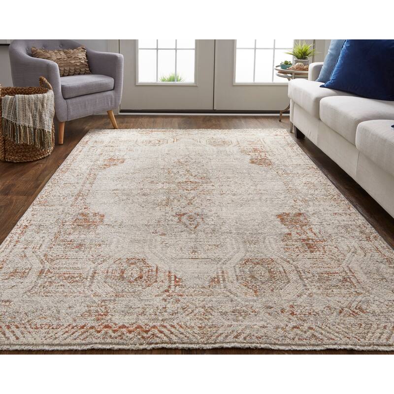 Grand Bazaar Frencess Machine Made Distressed Transitional Area Rug