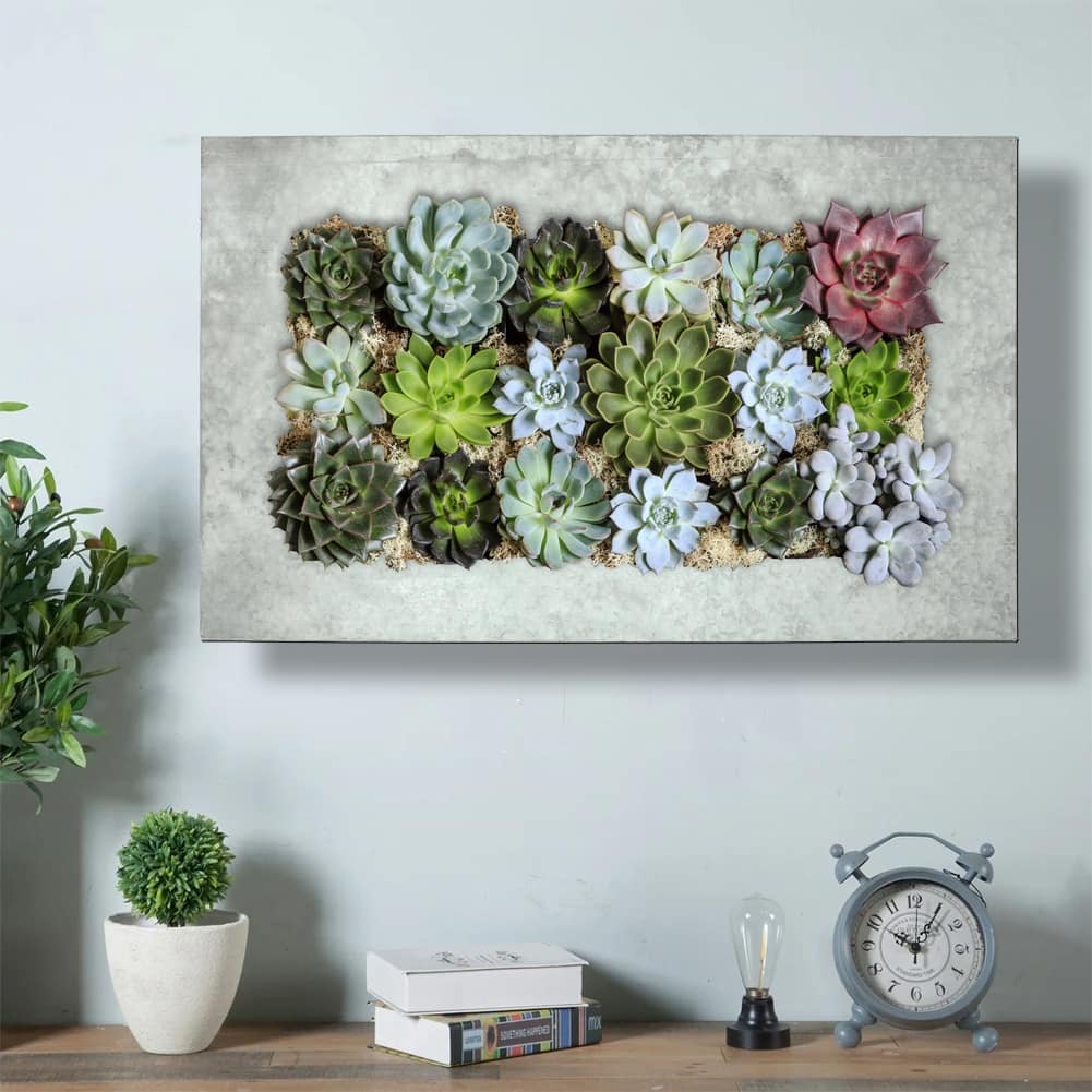 Modern Home Living Wall Galvanized Steel/Zinc Succulent Planter, Wall Mounted Garden Pocket Planter (Horizontal 18 Pocket