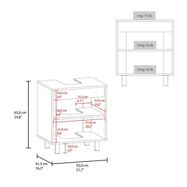 Marlo Under Sink Cabinet with Two Doors and Interior Storage Shelves, Freestanding Bathroom Storage