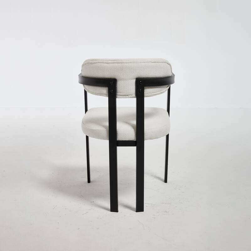 Modern Upholstered Dining Chairs Set of 2 with Black Metal Legs and Curved Backrest