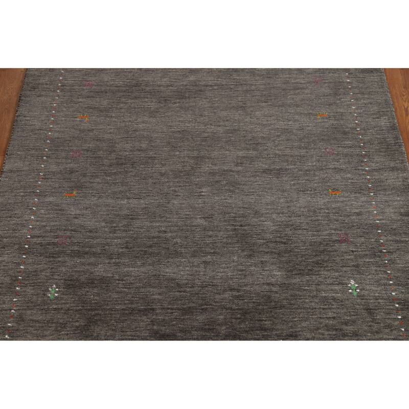 Hand Knotted Oriental 100% Wool Carpet Tribal Tribal Greys & Charcoal Gabbeh Area Rug - 7' 8'' X 5' 0''