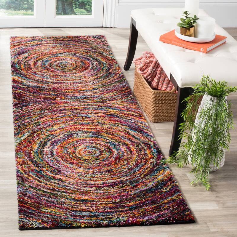 SAFAVIEH Fiesta Shag Karima Abstract Rug - 2'3" x 12' Runner - Multi
