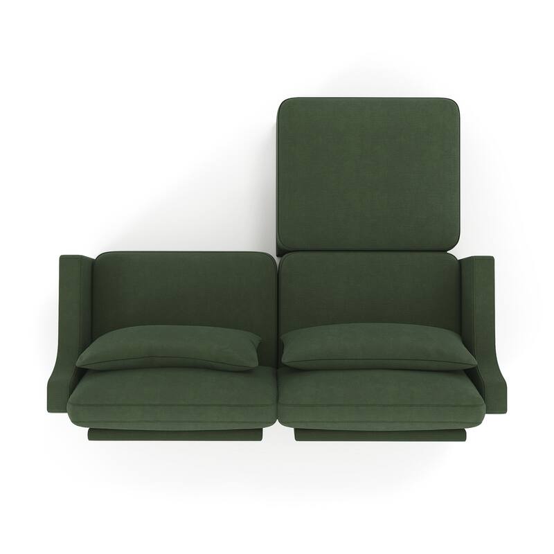 73.2" Chenille 2-Seater Sofa with Ottoman, 2 Pillows & Solid Wood Frame