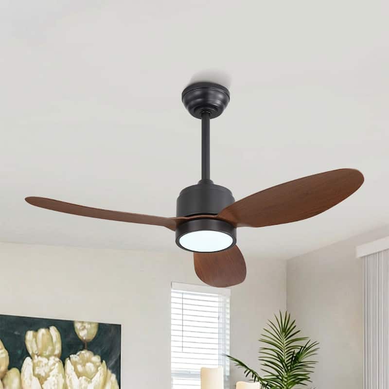 MLiAN 42 in 3 ABS Blades Indoor and Outdoor Ceiling Fan with Integrated LED and Remote Downrod