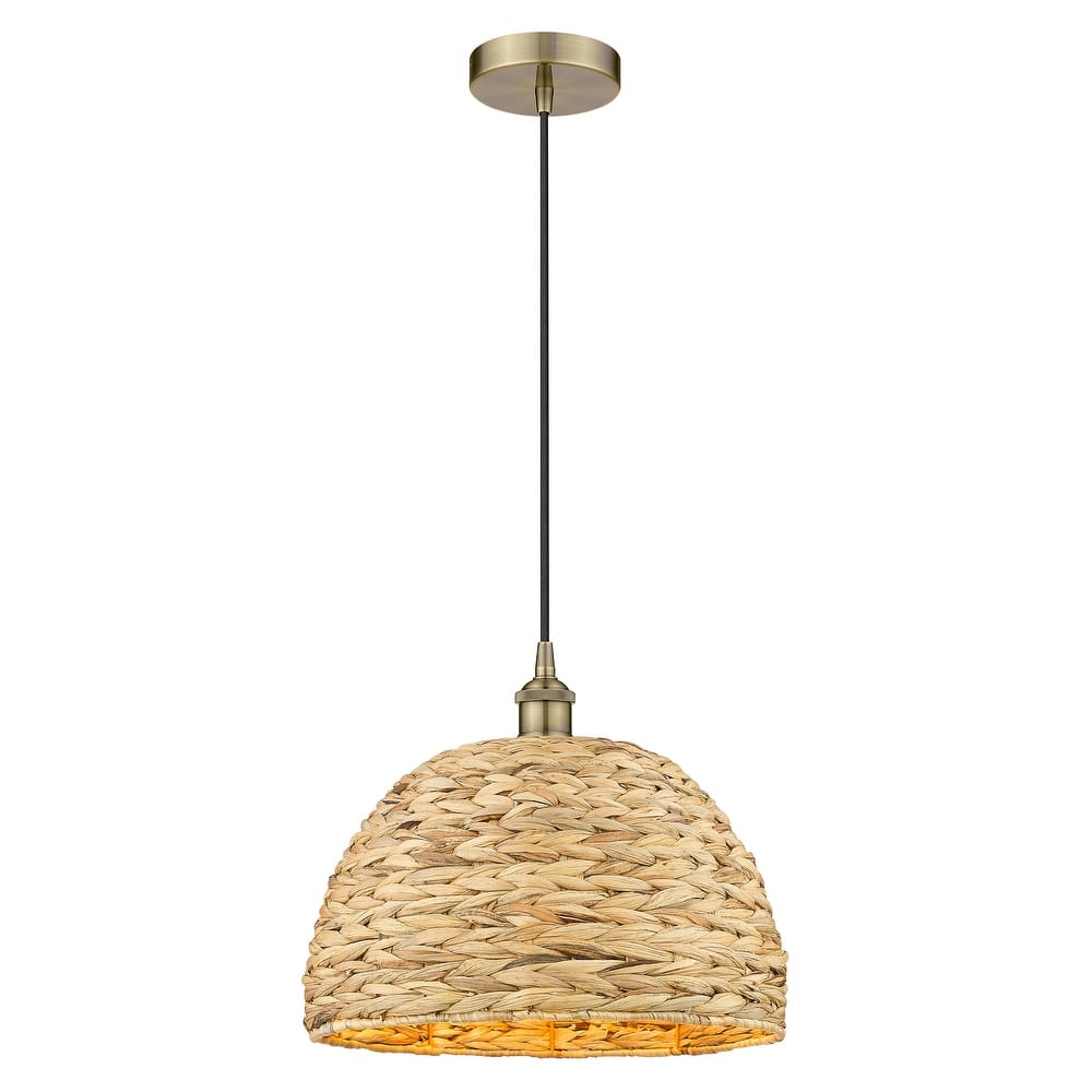 Innovations Lighting Endless Possibilities Edison - Woven Rattan - 1 Light 16" Cord Hung Mini Pendant