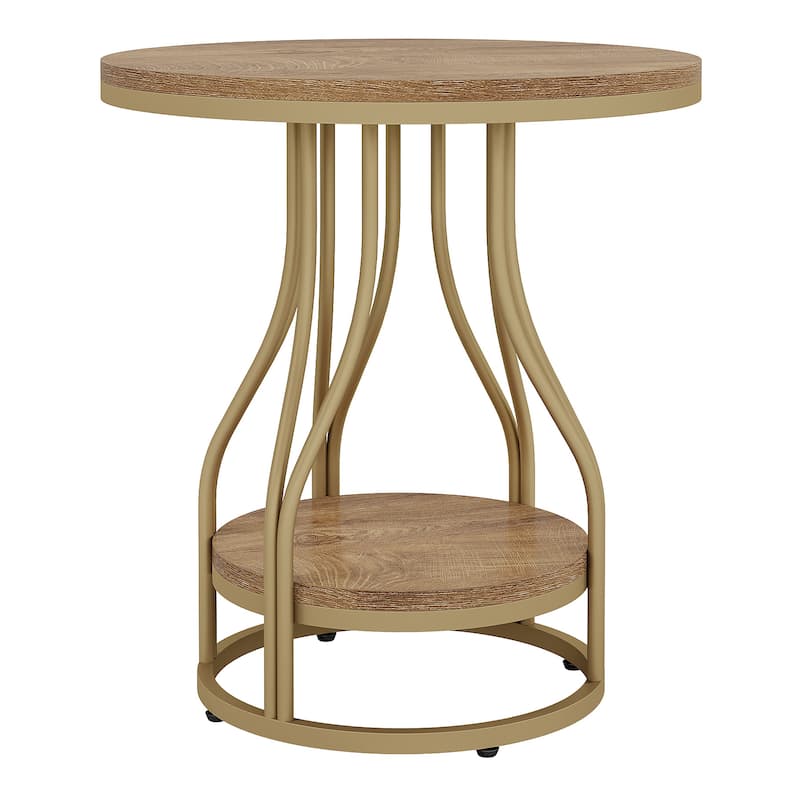 Round End Table, 2-Tier Side Tables, Modern Bedside Table, Small Chirside Tables for Couch Side