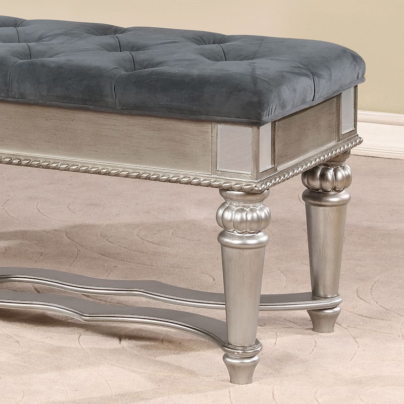 Zeln Traditional Fabric Tufted Upholstered Accent Bench by Furniture of America