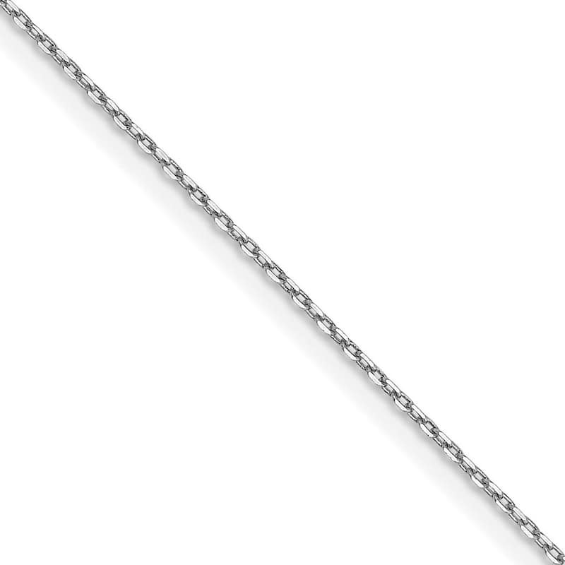 Curata 10k White Gold 0.8mm Diamond Cut Cable Chain Necklace (Lobster)