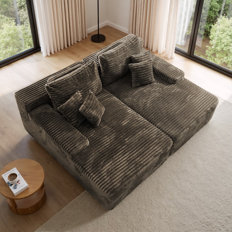 Oversized Upholstered Modular Sectional Chaise Lounge with Pillows