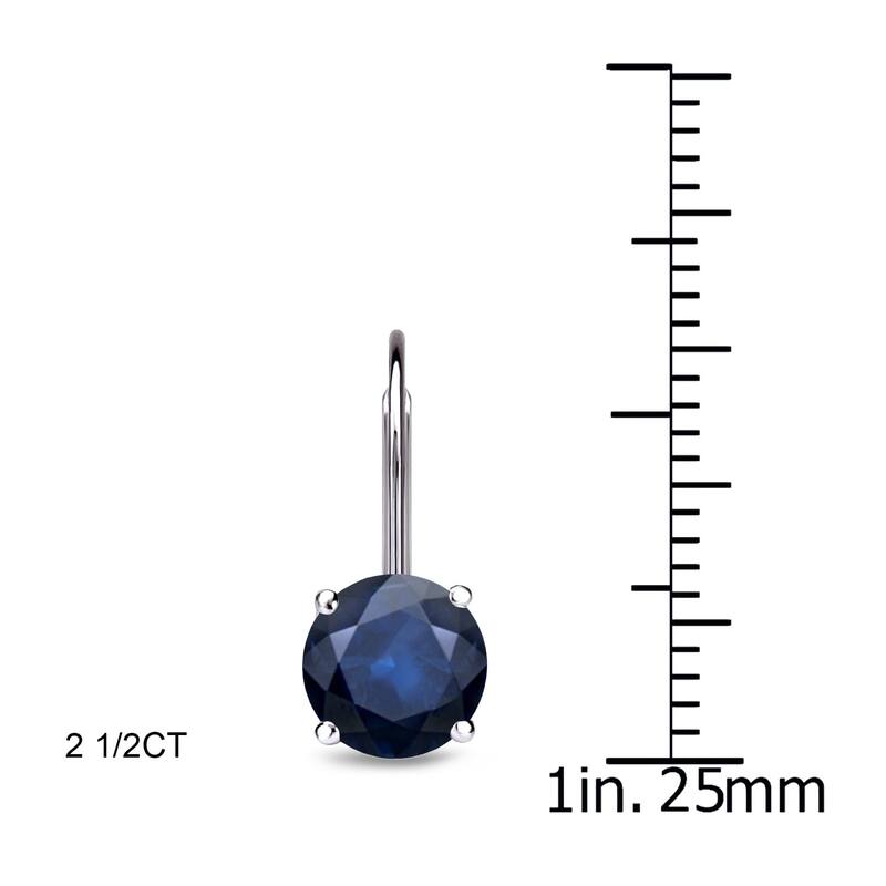 Auriya 1/2 to 3ctw Blue Sapphire Solitaire Earrings 14k White Gold Lever-back - 2.50ct