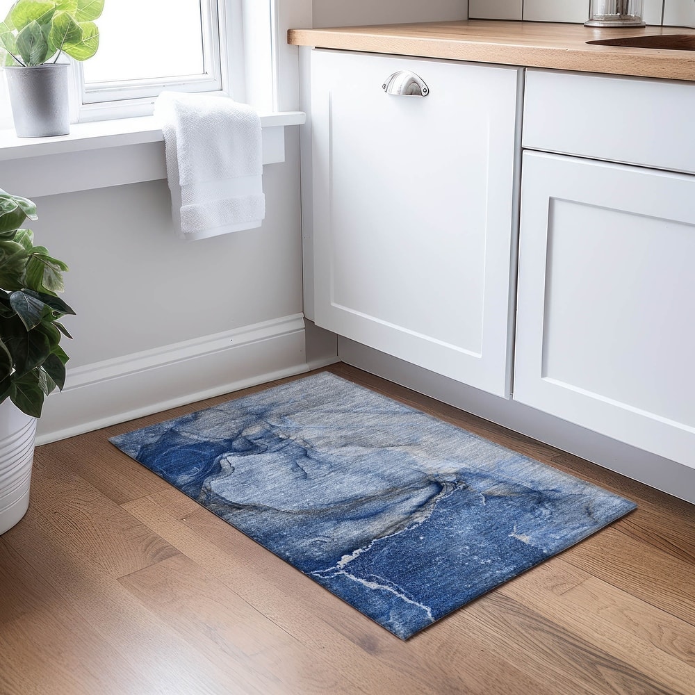 Machine Washable Indoor/ Outdoor Abstract Chantille Rug