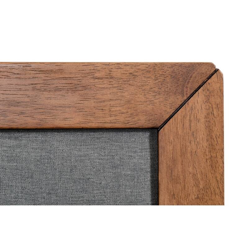 HomeRoots Gray and Brown Wood And Linen King Bed Frame